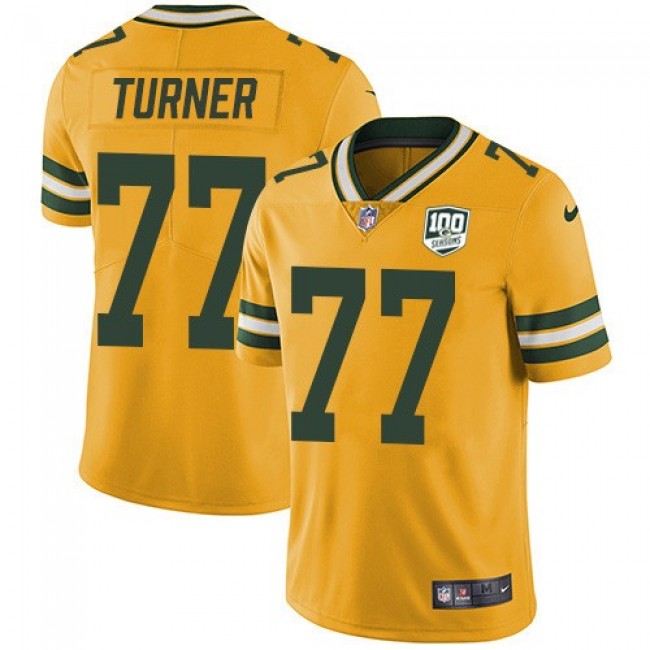 Nike Packers #77 Billy Turner Yellow Men's 100th Season Stitched NFL Limited Rush Jersey