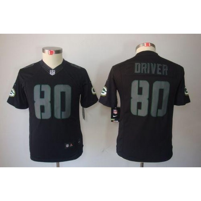 Green Bay Packers #80 Donald Driver Black Impact Youth Stitched NFL Limited Jersey