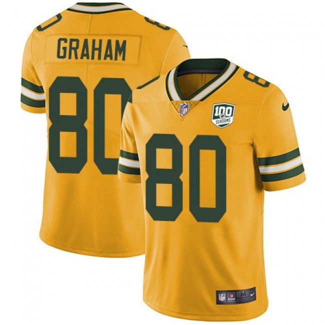 Nike Packers #80 Jimmy Graham Yellow Men's 100th Season Stitched NFL Limited Rush Jersey