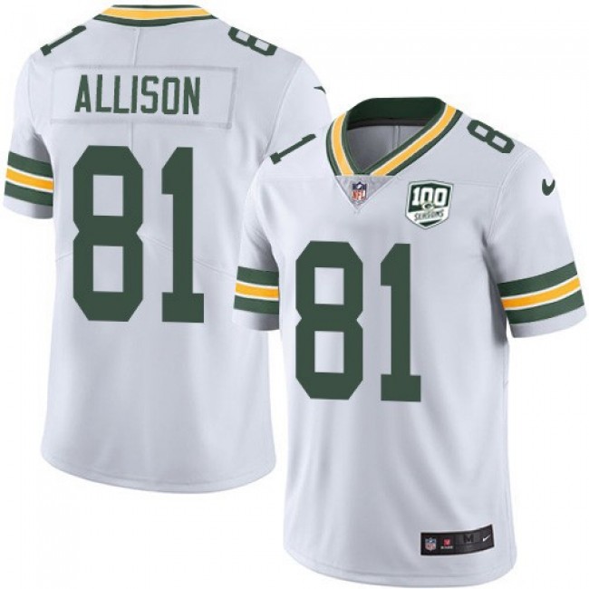 Nike Packers #81 Geronimo Allison White Men's 100th Season Stitched NFL Vapor Untouchable Limited Jersey