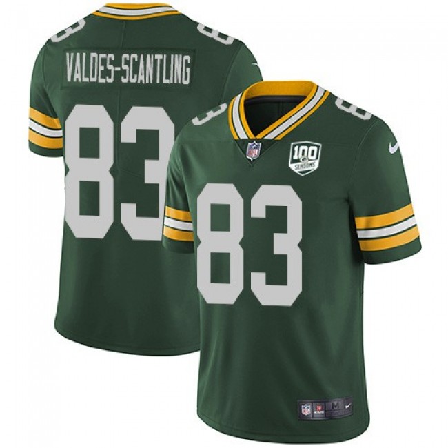 Nike Packers #83 Marquez Valdes-Scantling Green Team Color Men's 100th Season Stitched NFL Vapor Untouchable Limited Jersey