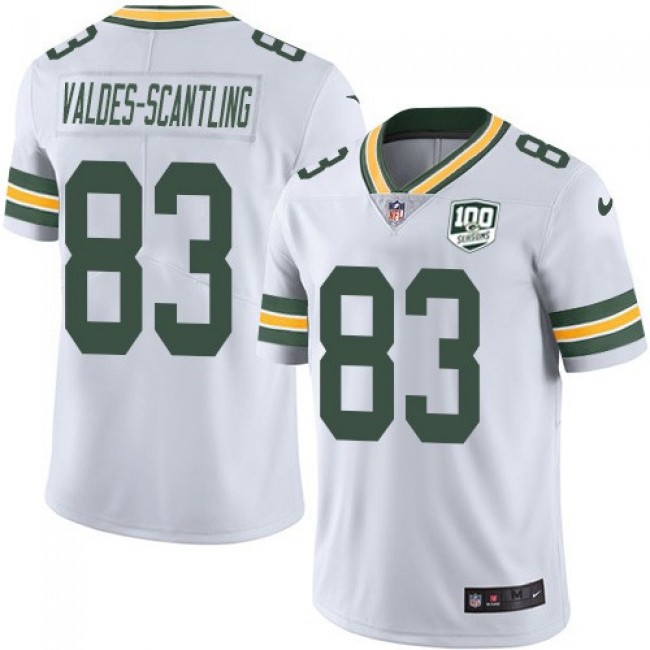 Nike Packers #83 Marquez Valdes-Scantling White Men's 100th Season Stitched NFL Vapor Untouchable Limited Jersey