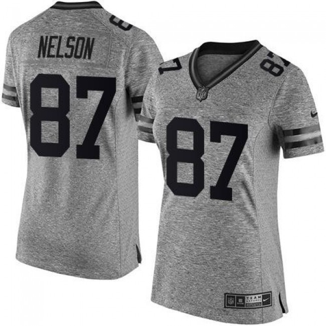 Women's Packers #87 Jordy Nelson Gray Stitched NFL Limited Gridiron Gray Jersey
