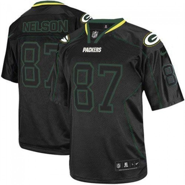 Green Bay Packers #87 Jordy Nelson Lights Out Black Youth Stitched NFL Elite Jersey