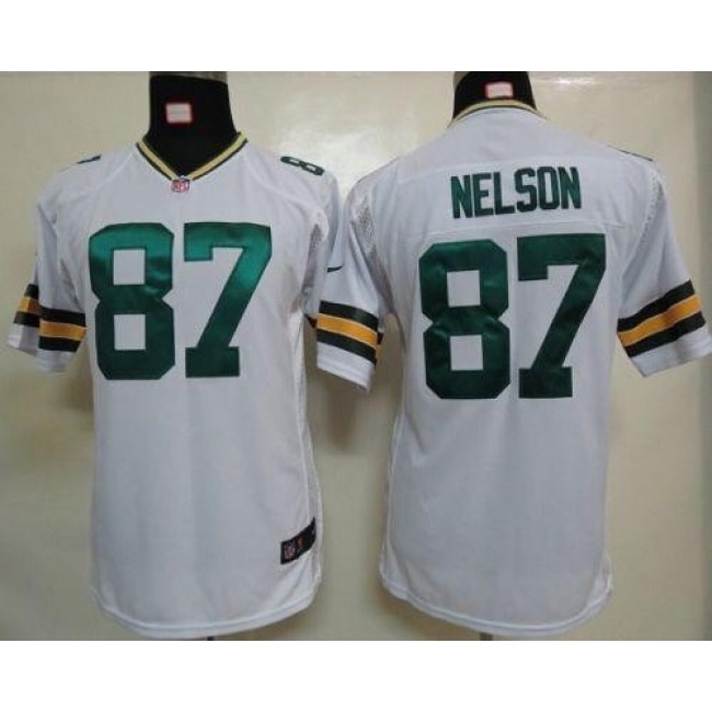 Green Bay Packers #87 Jordy Nelson White Youth Stitched NFL Elite Jersey