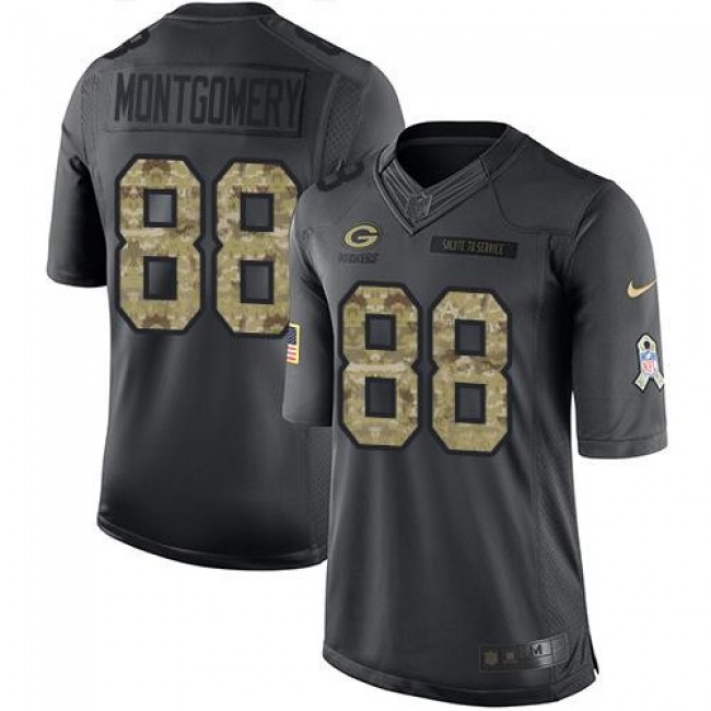 Nike Packers #88 Ty Montgomery Black Men's Stitched NFL Limited 2016 Salute To Service Jersey