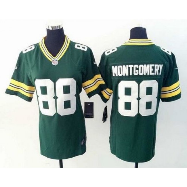 Women's Packers #88 Ty Montgomery Green Team Color Stitched NFL Elite Jersey