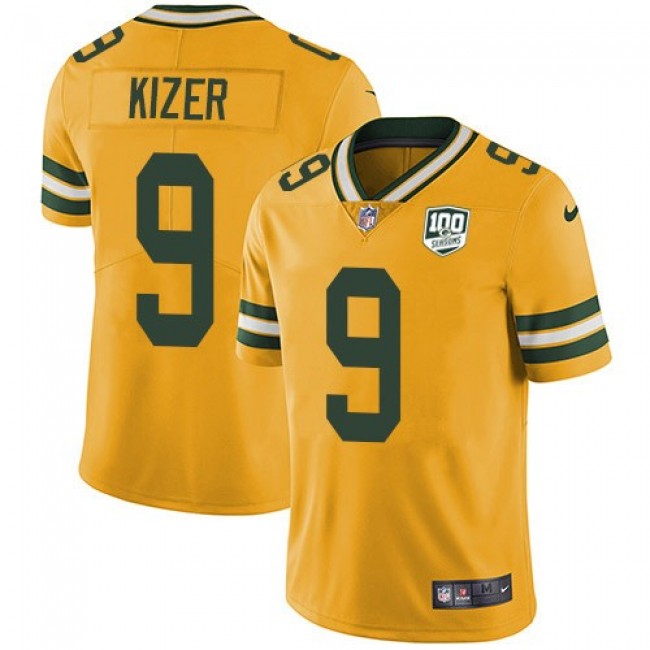Nike Packers #9 DeShone Kizer Yellow Men's 100th Season Stitched NFL Limited Rush Jersey
