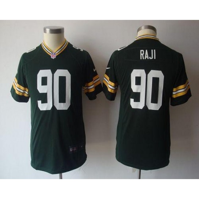 Green Bay Packers #90 B.J. Raji Green Team Color Youth NFL Game Jersey