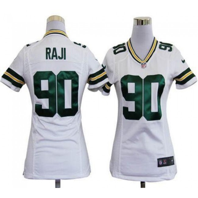 Women's Packers #90 B.J. Raji White Stitched NFL Elite Jersey