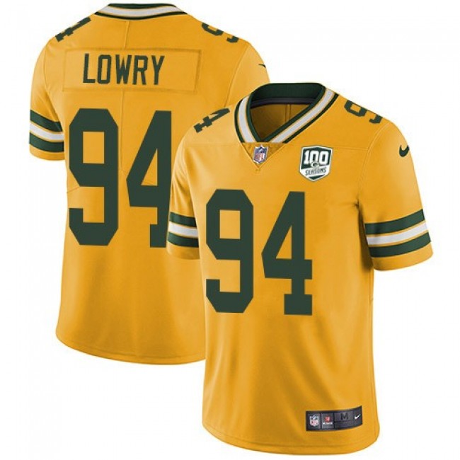 Nike Packers #94 Dean Lowry Yellow Men's 100th Season Stitched NFL Limited Rush Jersey
