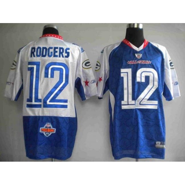 Packers #12 Aaron Rodgers Blue 2010 Pro Bowl Stitched NFL Jersey