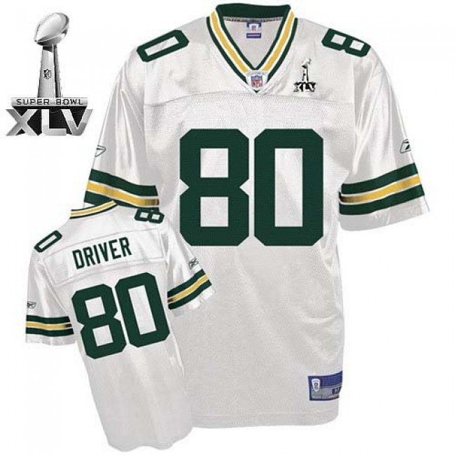 Packers #80 Donald Driver White Super Bowl XLV Embroidered NFL Jersey