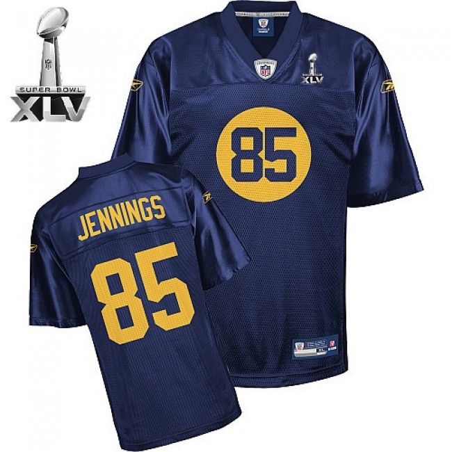 Packers #85 Greg Jennings Blue Super Bowl XLV Embroidered NFL Jersey