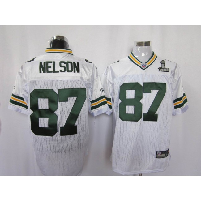 Packers #87 Jordy Nelson White Super Bowl XLV Embroidered NFL Jersey