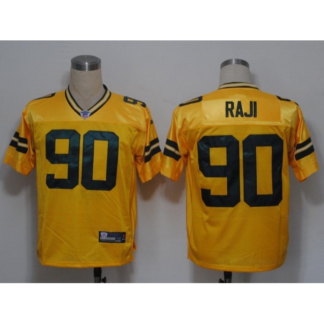 Packers #90 B.J. Raji Yellow Stitched NFL Jersey