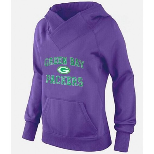 Women's Green Bay Packers Heart Soul Pullover Hoodie Purple Jersey