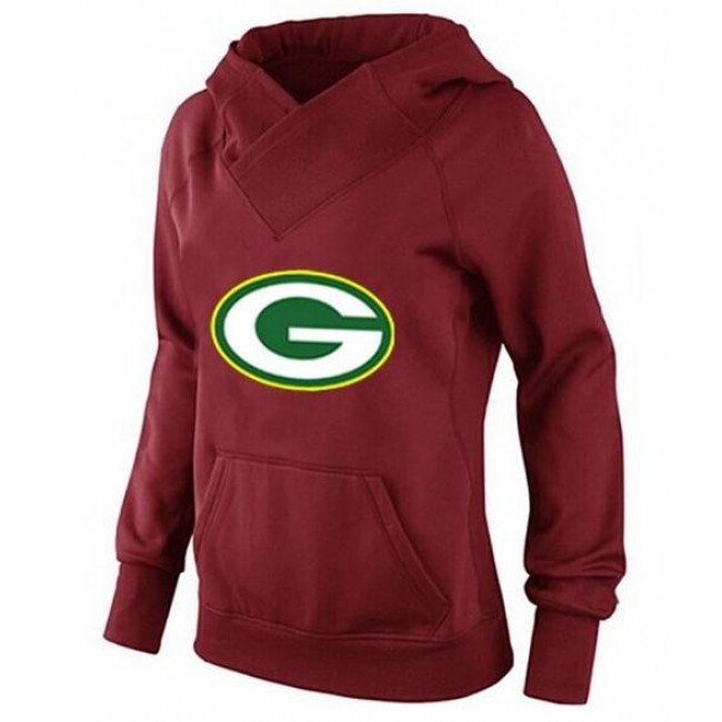 Women's Green Bay Packers Logo Pullover Hoodie Red Jersey