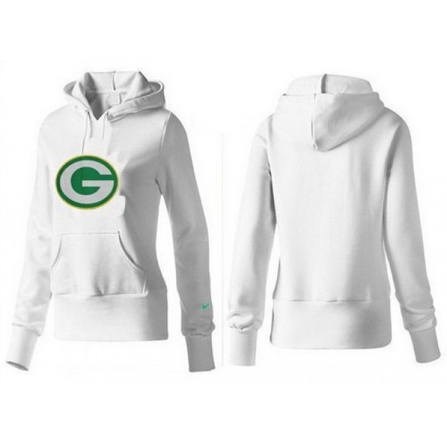 Women's Green Bay Packers Logo Pullover Hoodie White Jersey