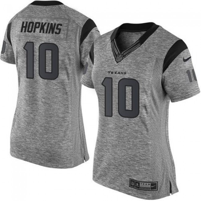 Women's Texans #10 DeAndre Hopkins Gray Stitched NFL Limited Gridiron Gray Jersey