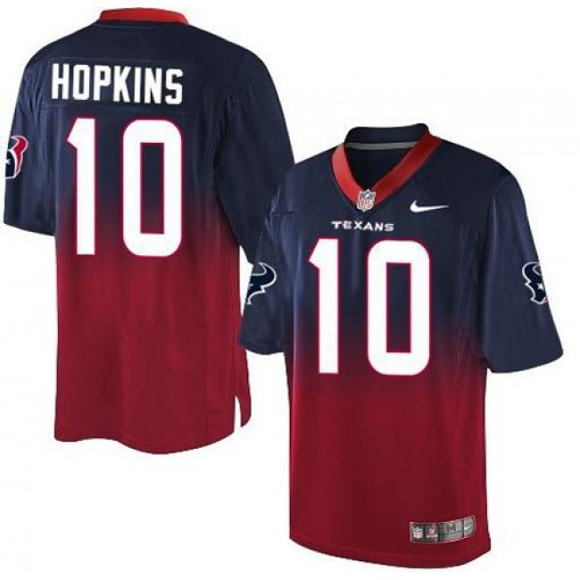 Nike Texans #10 DeAndre Hopkins Navy Blue/Red Men's Stitched NFL Elite Fadeaway Fashion Jersey
