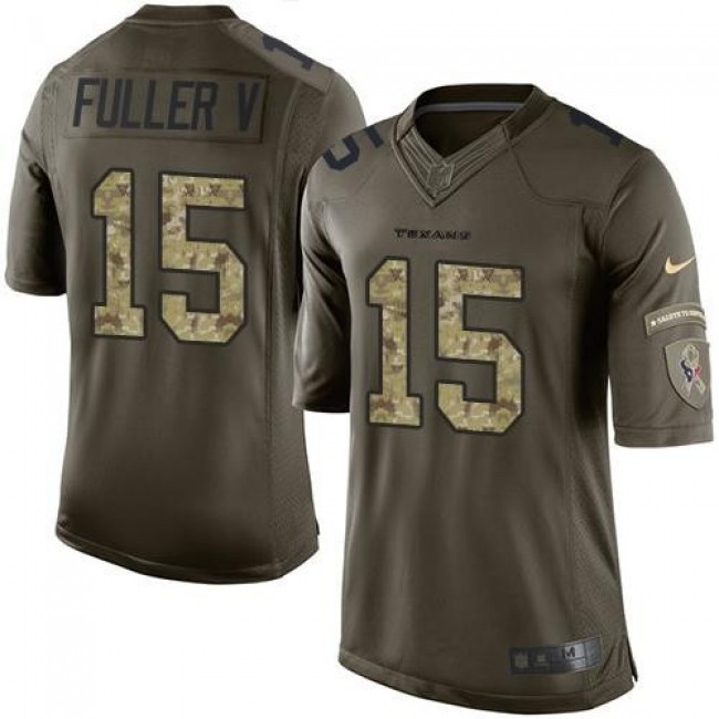 Houston Texans #15 Will Fuller V Green Youth Stitched NFL Limited Salute to Service Jersey