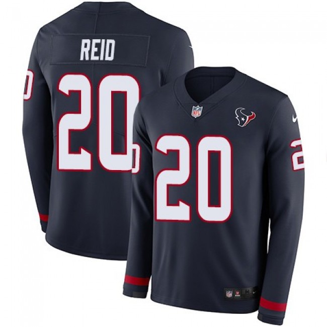 Nike Texans #20 Justin Reid Navy Blue Team Color Men's Stitched NFL Limited Therma Long Sleeve Jersey