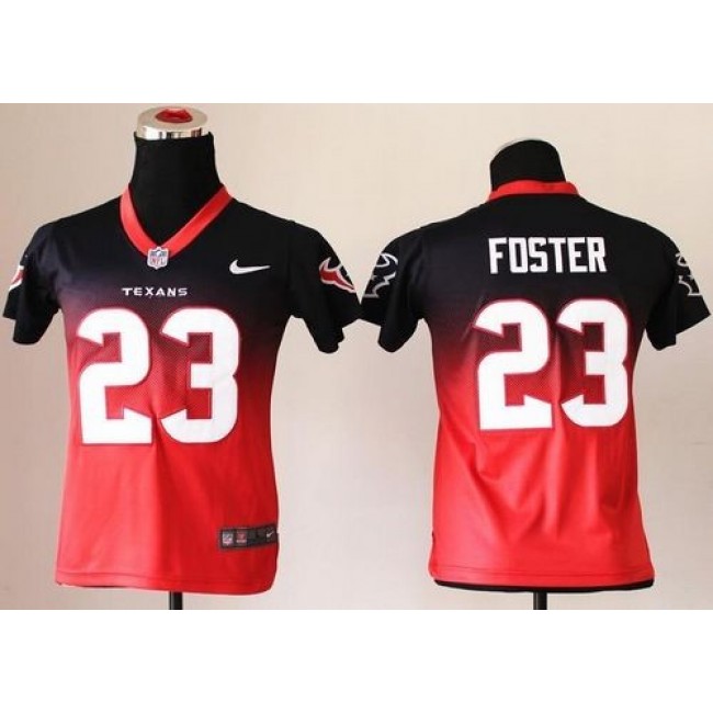 Houston Texans #23 Arian Foster Navy Blue-Red Youth Stitched NFL Elite Fadeaway Fashion Jersey