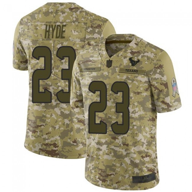 Nike Texans #23 Carlos Hyde Camo Men's Stitched NFL Limited 2018 Salute To Service Jersey