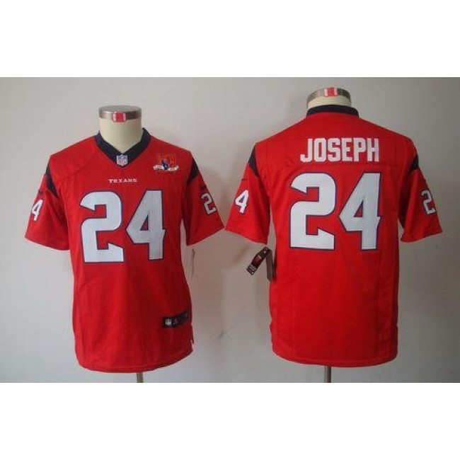 Houston Texans #24 Johnathan Joseph Red Alternate With 10TH Patch Youth Stitched NFL Limited Jersey