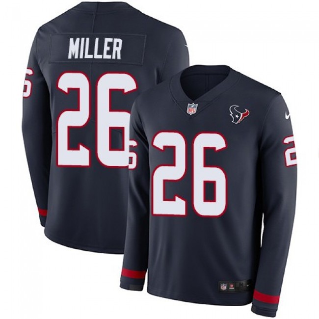 Nike Texans #26 Lamar Miller Navy Blue Team Color Men's Stitched NFL Limited Therma Long Sleeve Jersey