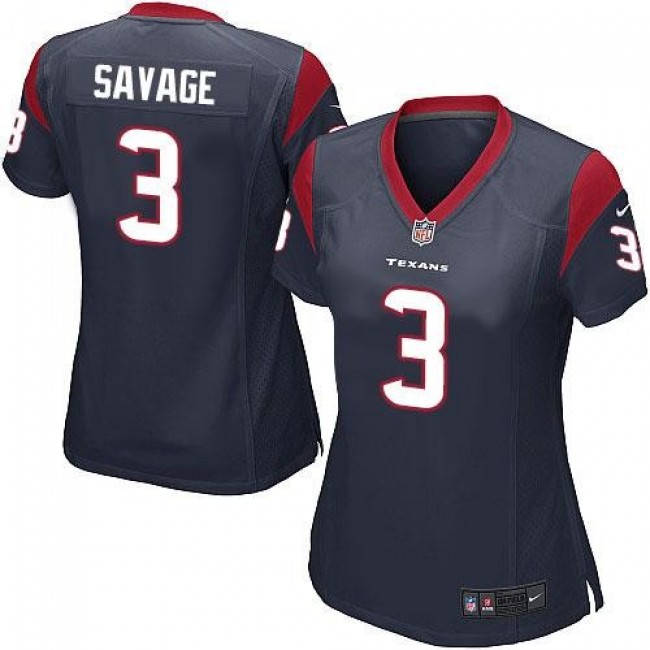 Women's Texans #3 Tom Savage Navy Blue Team Color Stitched NFL Elite Jersey
