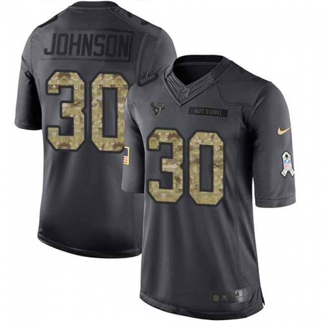 Houston Texans #30 Kevin Johnson Black Youth Stitched NFL Limited 2016 Salute to Service Jersey