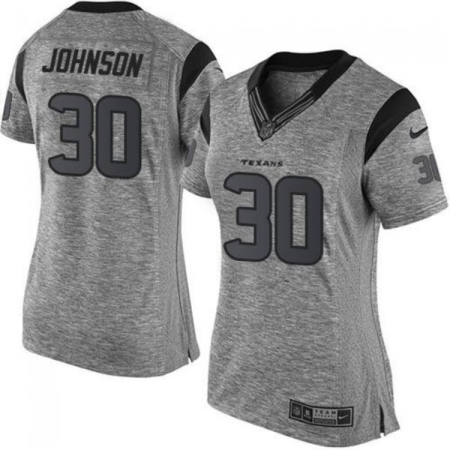 Women's Texans #30 Kevin Johnson Gray Stitched NFL Limited Gridiron Gray Jersey