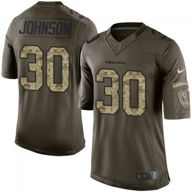 Houston Texans #30 Kevin Johnson Green Youth Stitched NFL Limited Salute to Service Jersey