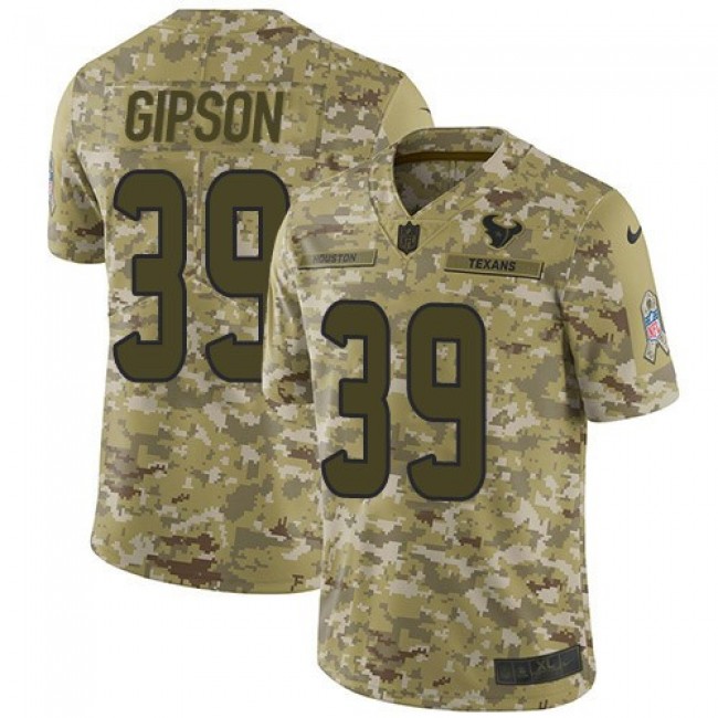 Nike Texans #39 Tashaun Gipson Camo Men's Stitched NFL Limited 2018 Salute To Service Jersey