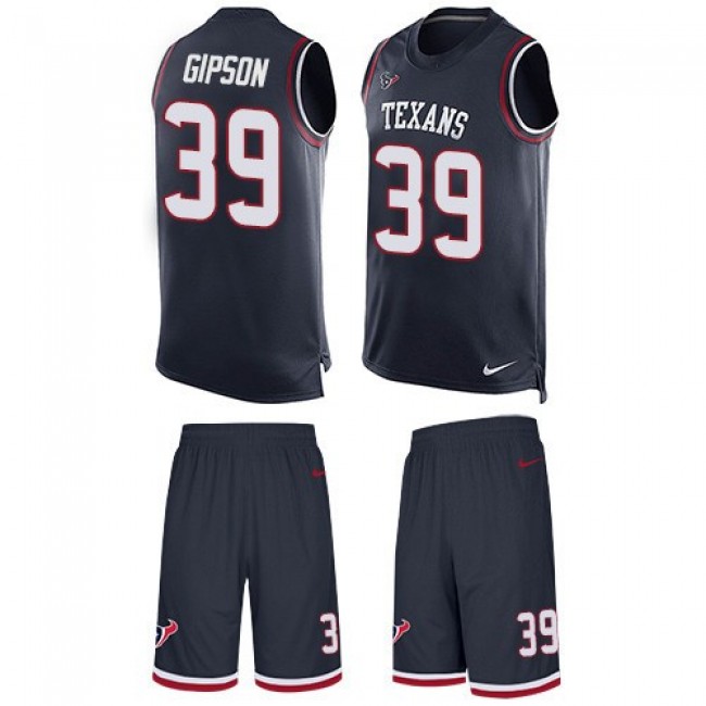Nike Texans #39 Tashaun Gipson Navy Blue Team Color Men's Stitched NFL Limited Tank Top Suit Jersey