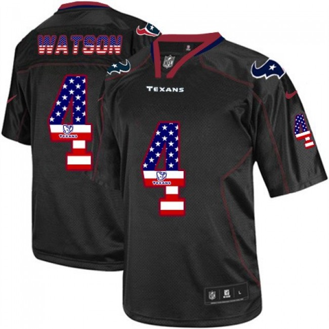 Nike Texans #4 Deshaun Watson Black Men's Stitched NFL Elite USA Flag Fashion Jersey