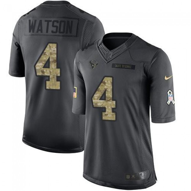 Nike Texans #4 Deshaun Watson Black Men's Stitched NFL Limited 2016 Salute to Service Jersey