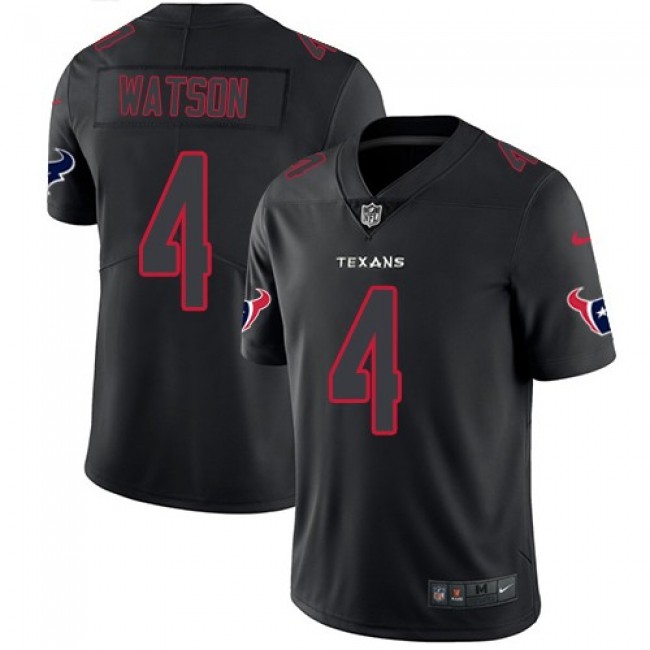 Nike Texans #4 Deshaun Watson Black Men's Stitched NFL Limited Rush Impact Jersey