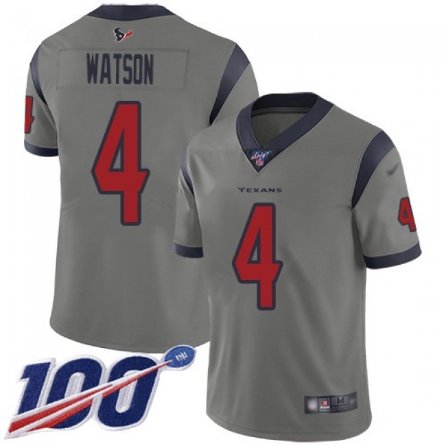 Nike Texans #4 Deshaun Watson Gray Men's Stitched NFL Limited Inverted Legend 100th Season Jersey