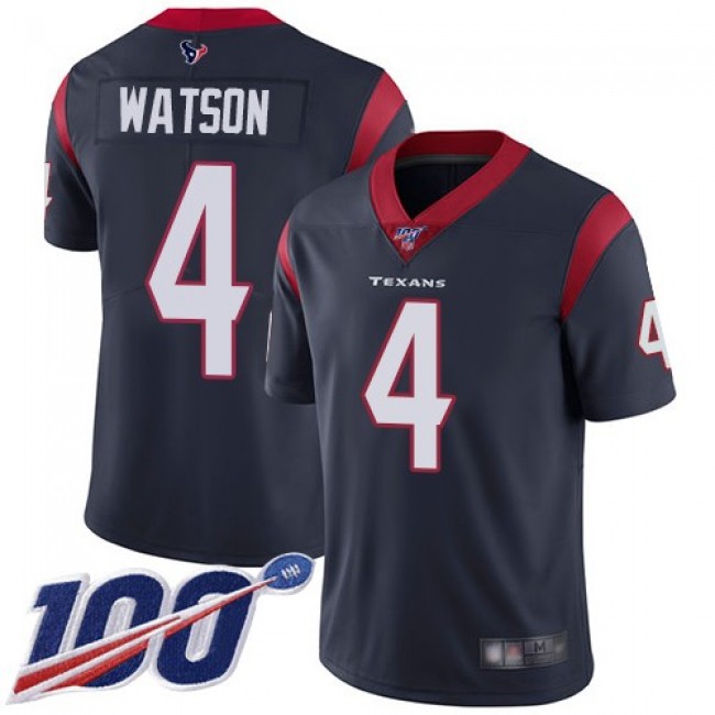 Nike Texans #4 Deshaun Watson Navy Blue Team Color Men's Stitched NFL 100th Season Vapor Limited Jersey