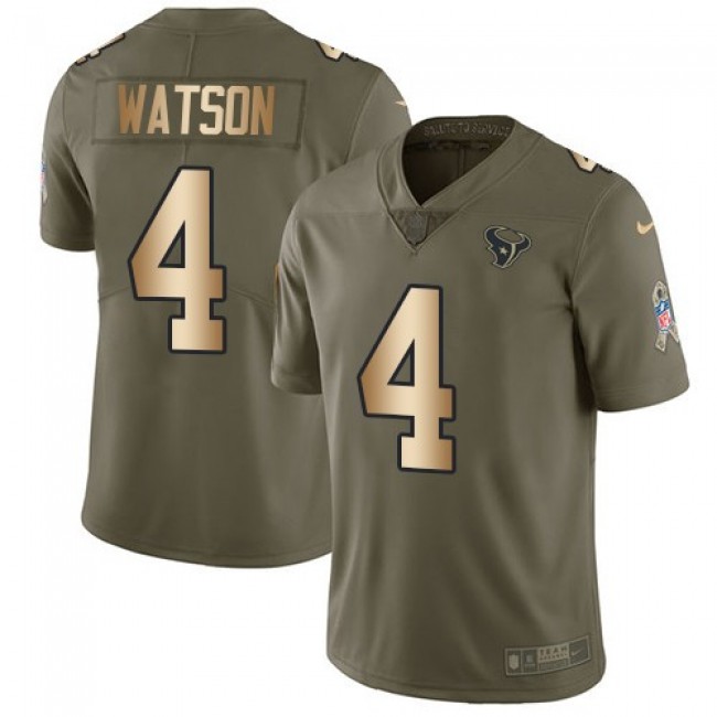 Houston Texans #4 Deshaun Watson Olive-Gold Youth Stitched NFL Limited 2017 Salute to Service Jersey