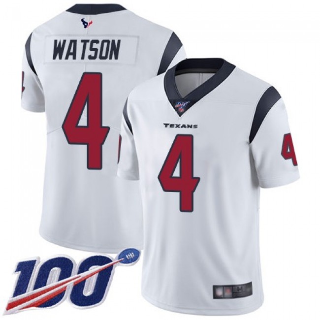 Nike Texans #4 Deshaun Watson White Men's Stitched NFL 100th Season Vapor Limited Jersey