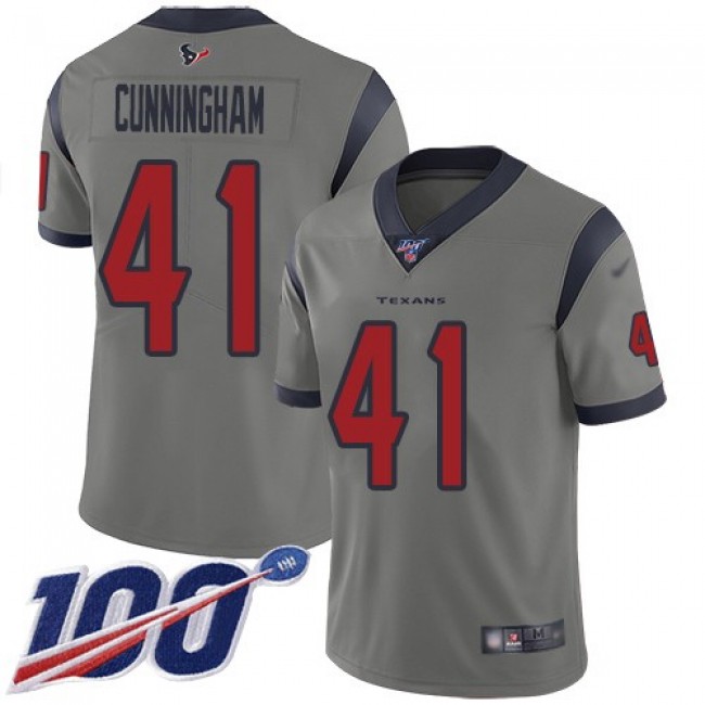 Nike Texans #41 Zach Cunningham Gray Men's Stitched NFL Limited Inverted Legend 100th Season Jersey