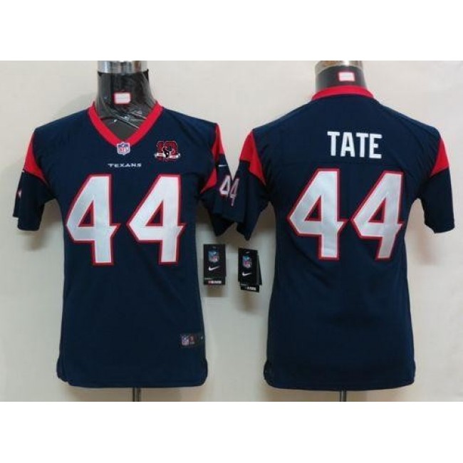 Houston Texans #44 Ben Tate Navy Blue Team Color With 10TH Patch Youth Stitched NFL Elite Jersey