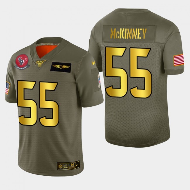 Nike Texans #55 Benardrick McKinney Men's Olive Gold 2019 Salute to Service NFL 100 Limited Jersey