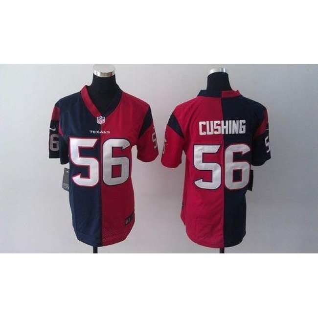 Women's Texans #56 Brian Cushing Navy Blue Red Stitched NFL Elite Split Jersey