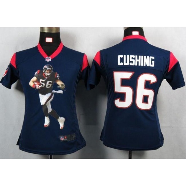 Women's Texans #56 Brian Cushing Navy Blue Team Color Portrait NFL Game Jersey