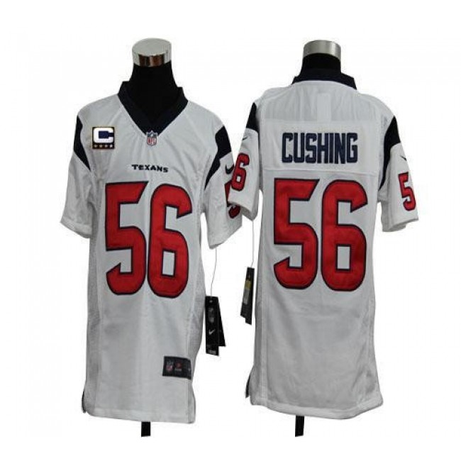 Houston Texans #56 Brian Cushing White With C Patch Youth Stitched NFL Elite Jersey
